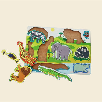 Mwituni Wooden Animal Shapes Puzzle