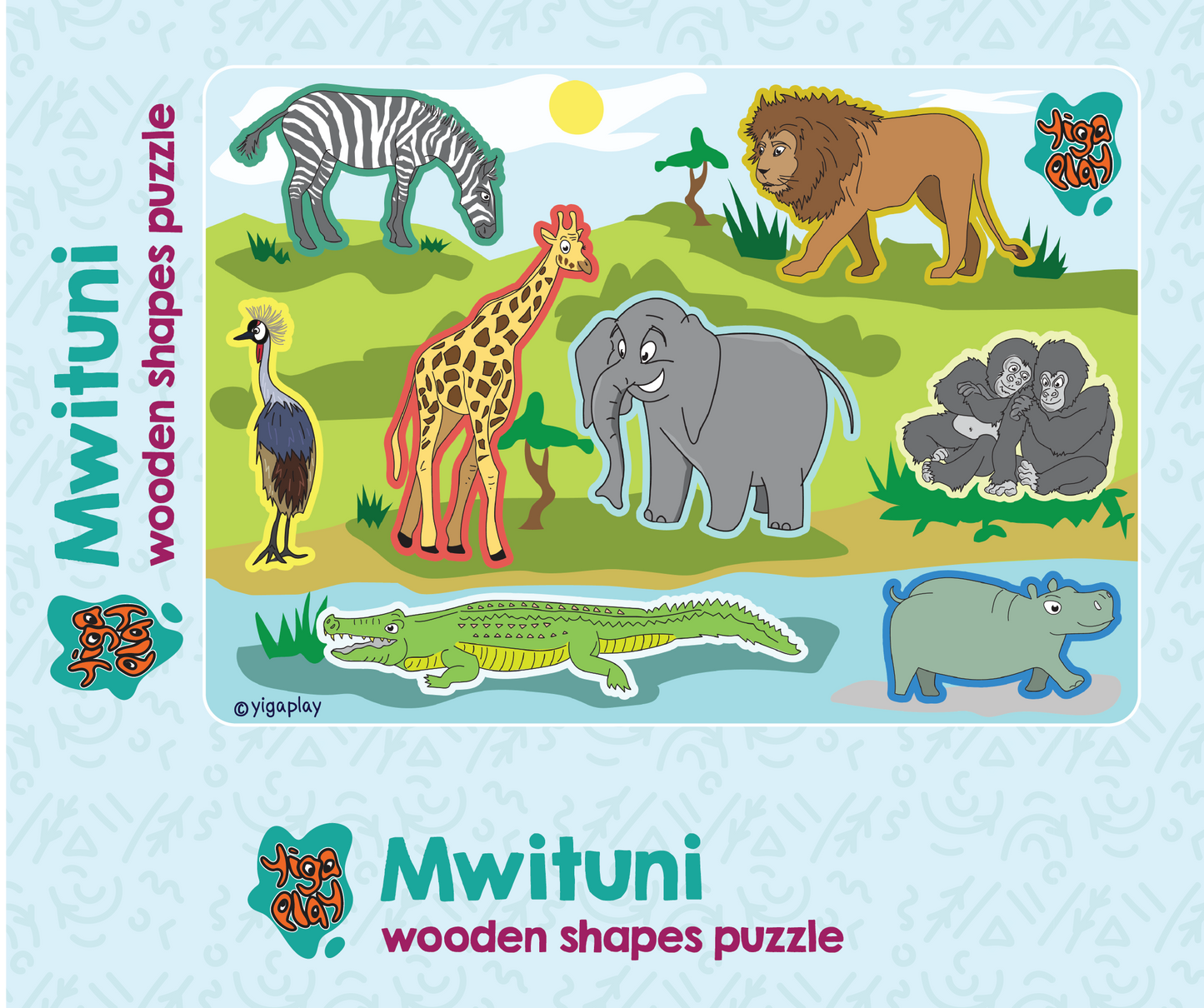 Mwituni Wooden Animal Shapes Puzzle