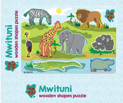 Mwituni Wooden Animal Shapes Puzzle